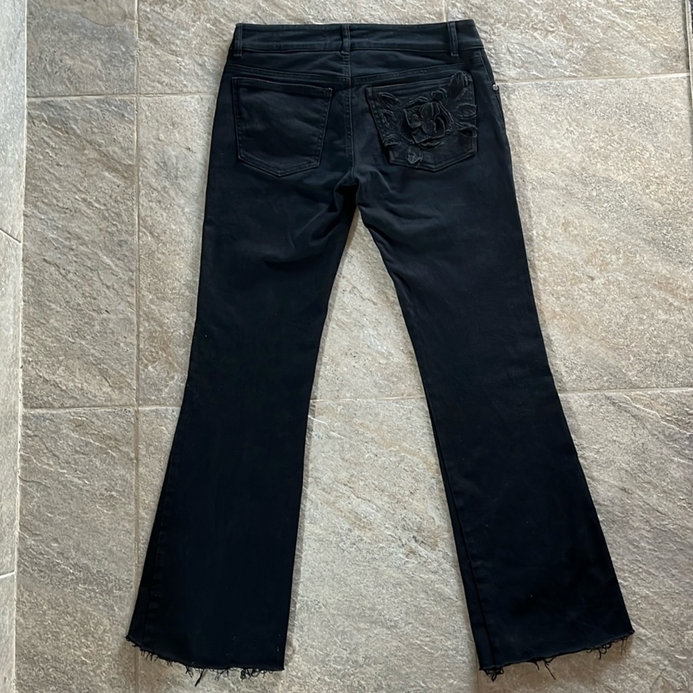 R.E.D. VALENTINO Black Denim jeans with 3D flower pocket detail